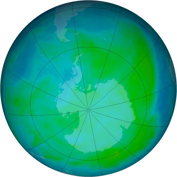 Antarctic ozone map for 19 January 2012